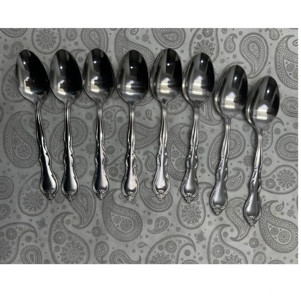 Supreme by Towle Stainless Teaspoons Set of 8 Floral Scroll Pattern Korea